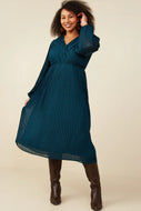 Naomi Pleated Midi Dress - Teal