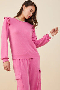 Mommy & Me French Terry Ruffle Top - Fuchsia