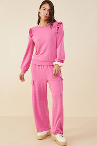Mommy & Me French Terry Ruffle Top - Fuchsia
