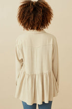 Load image into Gallery viewer, Linen Peplum Button Down - Taupe