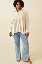 Load image into Gallery viewer, Linen Peplum Button Down - Taupe
