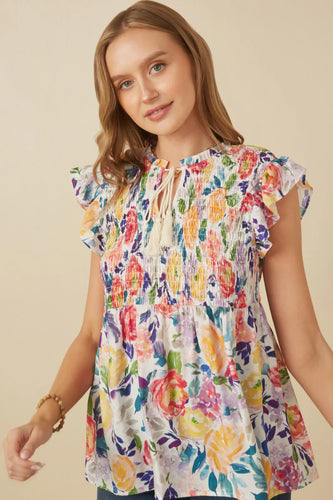 The Peony Smocked Floral Top