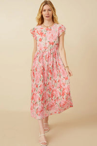 Romantic Floral Pleated Dress