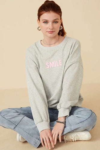 Mommy & Me Smile Patch Pullover - Heather Grey
