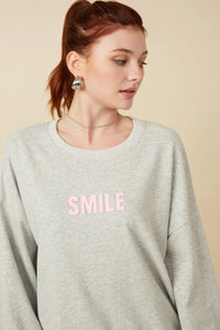 Mommy & Me Smile Patch Pullover - Heather Grey
