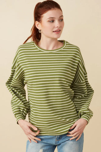 Mommy & Me Striped Waffle Knit Top