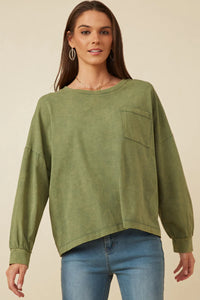 Mommy & Me Washed Long Sleeve Tee - Olive Green