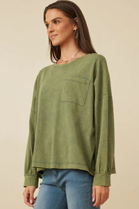 Mommy & Me Washed Long Sleeve Tee - Olive Green