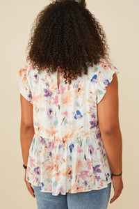 Watercolor Floral Babydoll Top