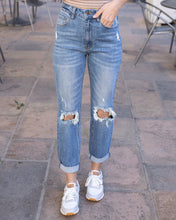 Load image into Gallery viewer, Grace &amp; Lace High-Rise Girlfriend Jeans - Distressed Mid-Wash