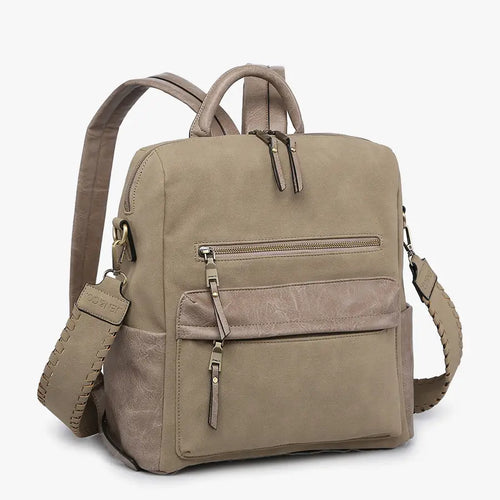 Paula Convertible Backpack - Suede Grey Taupe