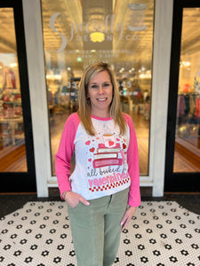 "Booked for Valentines" Gray/Pink Raglan Tee
