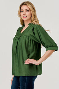 Devon V-Neck Top - Green *Regular & Curvy*
