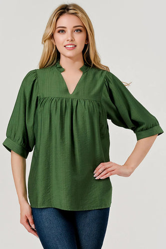 Devon V-Neck Top - Green *Regular & Curvy*