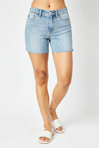 Judy Blue Mid Rise Cut Off Denim Short