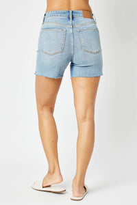 Judy Blue Mid Rise Cut Off Denim Short