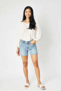 Judy Blue Mid Rise Cut Off Denim Short