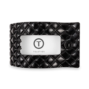 Large Teleties Quilted Flat Rectangle Hair Clip - Jet Black