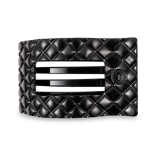 Load image into Gallery viewer, Large Teleties Quilted Flat Rectangle Hair Clip - Jet Black