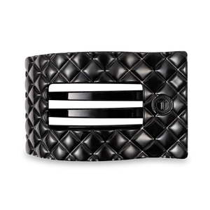 Large Teleties Quilted Flat Rectangle Hair Clip - Jet Black