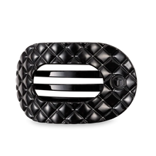 Load image into Gallery viewer, Large Teleties Quilted Flat Round Hair Clip - Jet Black