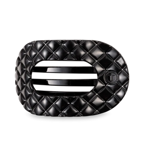 Large Teleties Quilted Flat Round Hair Clip - Jet Black