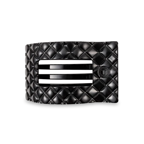 Medium Teleties Quilted Flat Rectangle Hair Clip - Jet Black