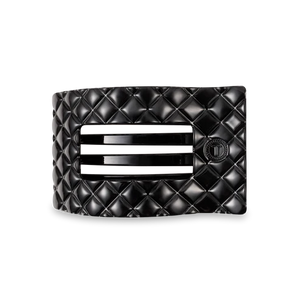 Medium Teleties Quilted Flat Rectangle Hair Clip - Jet Black