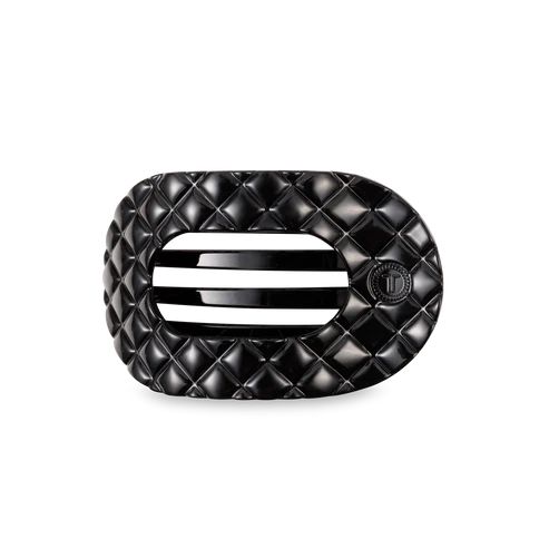Medium Teleties Quilted Flat Round Hair Clip - Jet Black
