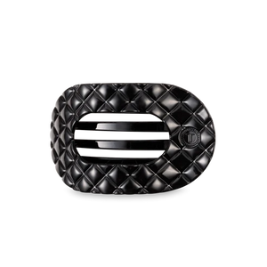 Medium Teleties Quilted Flat Round Hair Clip - Jet Black