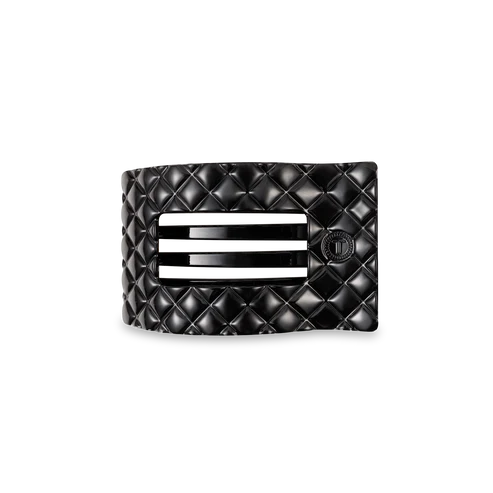 Small Teleties Quilted Flat Rectangle Hair Clip - Jet Black