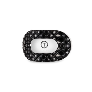 Small Teleties Quilted Flat Round Hair Clip - Jet Black