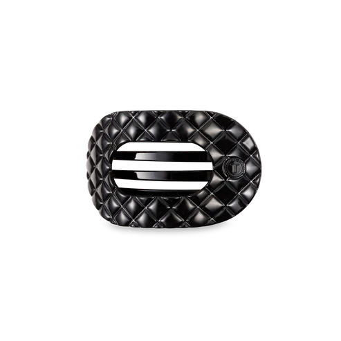 Small Teleties Quilted Flat Round Hair Clip - Jet Black