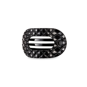 Small Teleties Quilted Flat Round Hair Clip - Jet Black