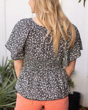 Load image into Gallery viewer, Grace &amp; Lace Josie Smocked Top - Black Drusy