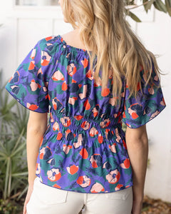 Grace & Lace Josie Smocked Top - Purple Poppy
