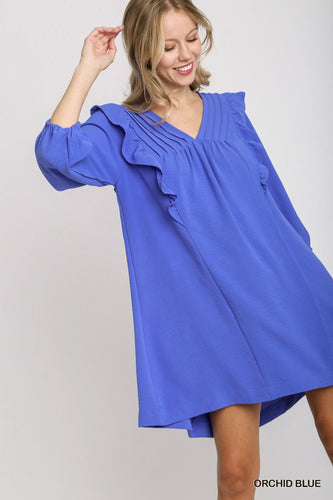 Tatum Ruffle Dress - Orchid Blue