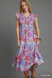 Lia Floral Midi Dress - Blue Mix *Regular & Curvy*