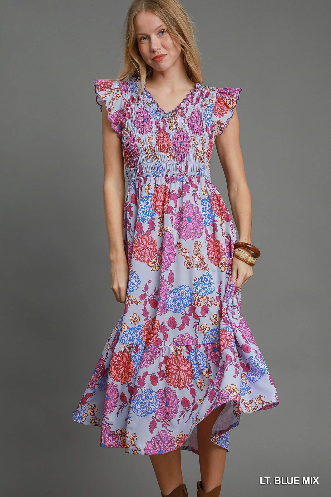 Lia Floral Midi Dress - Blue Mix *Regular & Curvy*