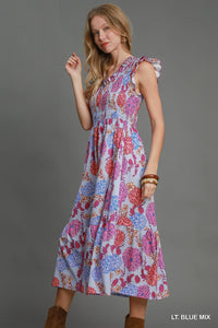 Lia Floral Midi Dress - Blue Mix *Regular & Curvy*