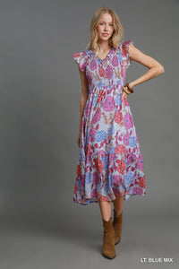Lia Floral Midi Dress - Blue Mix *Regular & Curvy*