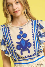 Load image into Gallery viewer, Boho Blue Embroidered Top