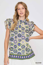 Load image into Gallery viewer, Callie Floral Ruffle Top - Blue *Regular &amp; Curvy*