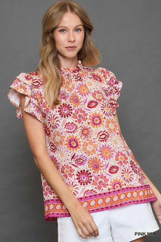 Callie Floral Ruffle Top - Pink *Regular & Curvy*