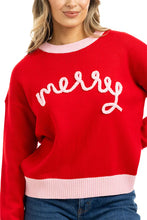 Load image into Gallery viewer, Merry Embroidered Christmas Sweater
