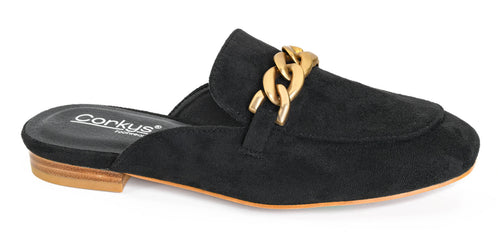 Corky's Keepsake Mule Sandals - Black Faux Suede