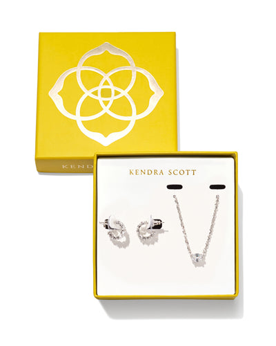 Kendra Scott Cailin Silver Crystal Gift Set of 2 in White Crystal