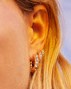 Kendra Scott Chandler Gold Huggie Earrings in White Opalite Mix