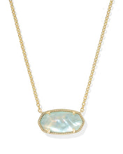 Load image into Gallery viewer, Elisa Gold Statement Short Pendant Necklace in Light Blue Illusion