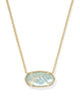 Elisa Gold Statement Short Pendant Necklace in Light Blue Illusion